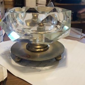 Round clear glass holder . For whatever you need!
